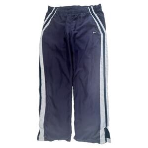 Nike Track Pants Mens Large Navy White Y2K Athletic Windbreaker Pants